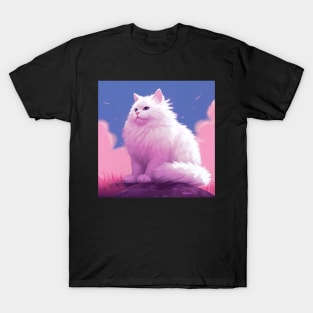 Fluffy Clouds on Paws: The Delight of White Cat Fur T-Shirt